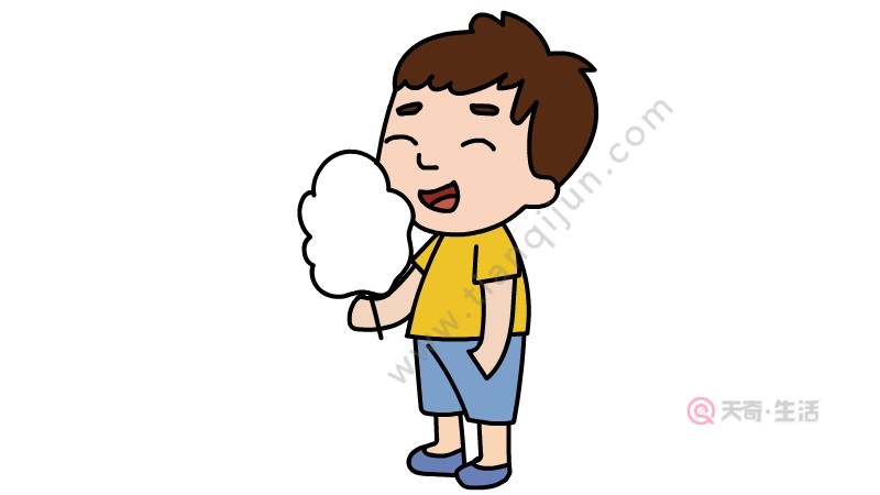 吃棉花糖的小男孩簡(jiǎn)筆畫(huà)怎么畫(huà)